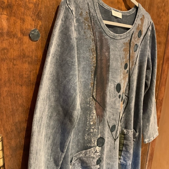 Jess & Jane gray dress cotton made in USA pockets size small artsy boho festival - Picture 6 of 16